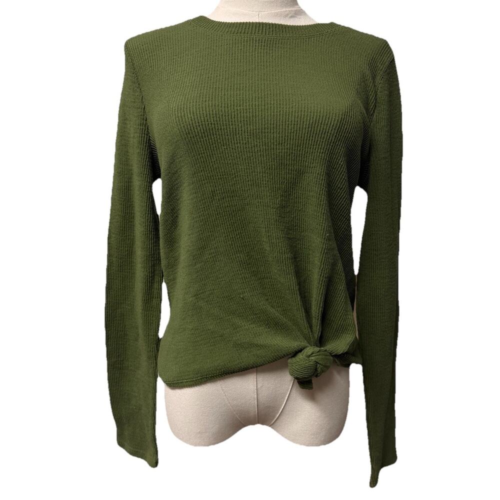 MADEWELL Women's Elwood Knot Front Top Palm Tree Cotton Green Size Small NWT